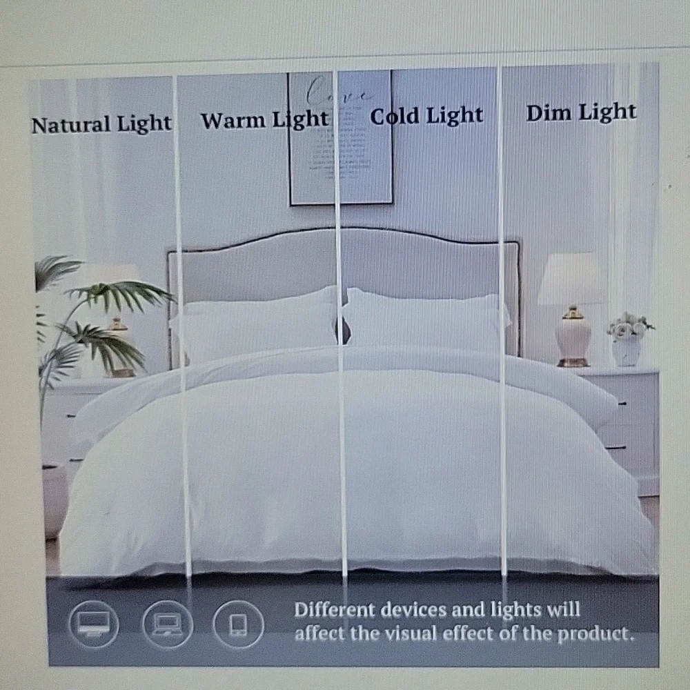Mildly White King SuperSoft duvet cover 3pc set zipper corner tie Microfiber New